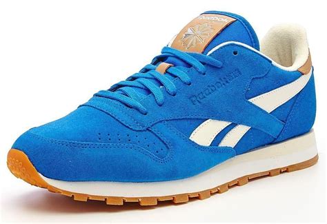 Reebok Classic Leather Suede Retro Trainers Blue And White V55546 Ebay