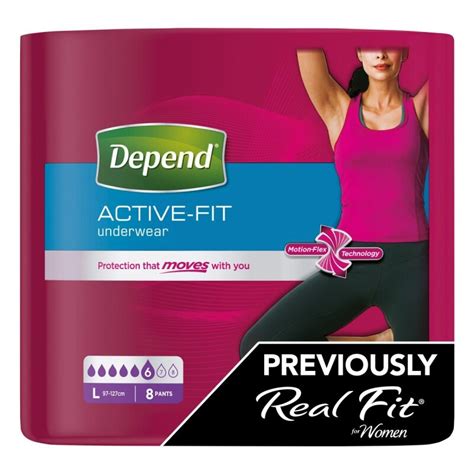 depend active fit incontinence underwear for women large