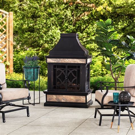 Sofie Steel Wood Burning Outdoor Fireplace And Reviews Birch Lane