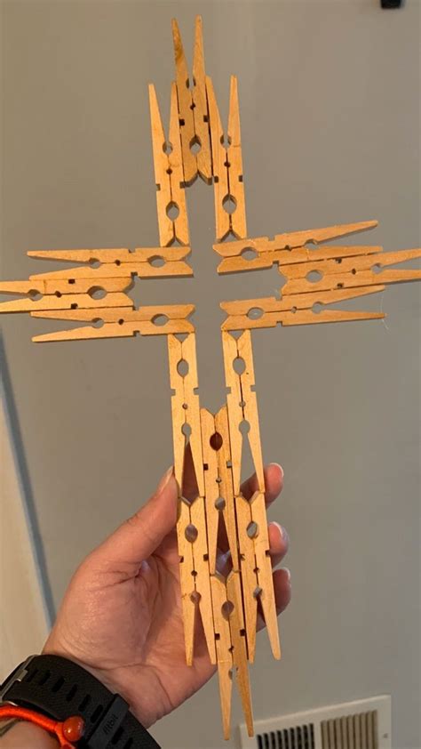 Clothespin Cross Etsy In 2020 Clothespin Cross Craft Stick Crafts