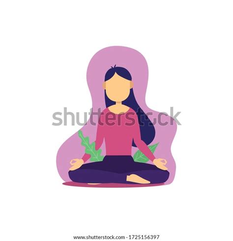 Mental Health Women Meditation Mindfullness Illustration Stock Vector