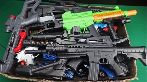 Big Box Full Of Realistic And Colorful Military Toy Guns Youtube