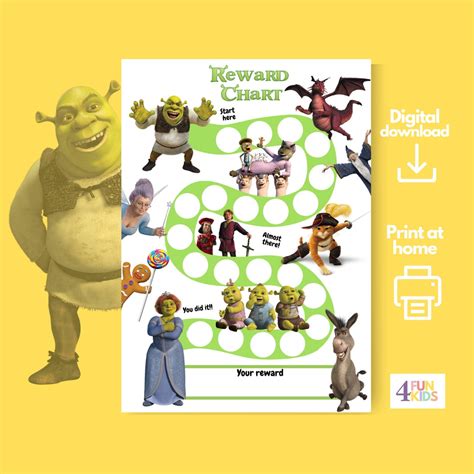 Shrek Reward Chart Printable Shrek Behavior Chart Daily Etsy
