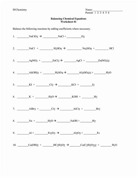 Check your answers and then write the balanced equations. 50 Balancing Chemical Equation Worksheet in 2020 | Chemical equation, Equations, Balancing equations
