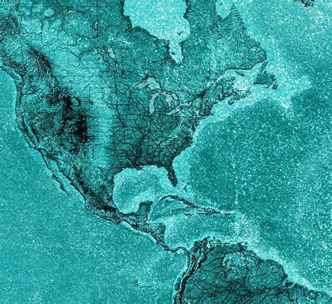 Turquoise World Map Canvas Turquoise Map Turquoise Pastel Etsy