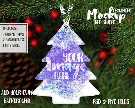 Dye Sublimation Tree Shaped Christmas Ornament Mockup Add Your Own