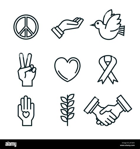 Los Símbolos De La Paz Para El Día Internacional De La Paz Los Iconos