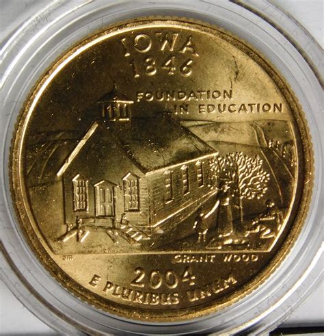 2004 P 24k Gold Layered Iowa Commemorative State Quarter In Plastic