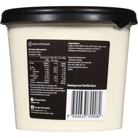 Gold Vanilla Bean Greek Yoghurt G Woolworths