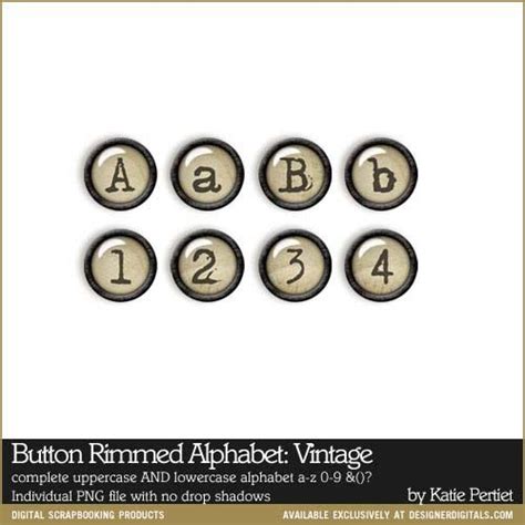 Button Rimmed Alphabet Vintage Digital Scrapbooking Alphabets