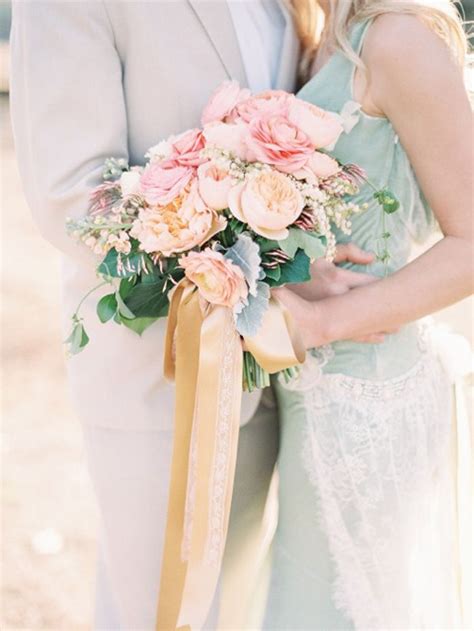 8 Grey And Peach Wedding Bouquetspeach Wedding Bridal Bouquet