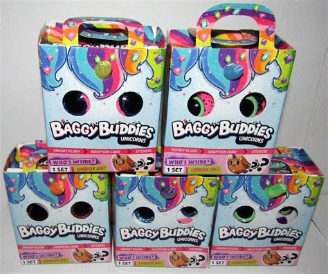 Baggy Buddies Unicorns Sneaky Plush And Adoption Card Lot Of 5 Random