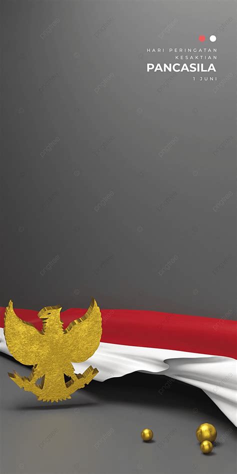 Pancasila Day Background With Stading Garuda Gold Side Flag