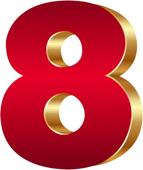 3d Number Eight Red Gold Png Clip Art Image Clip Art Art Images