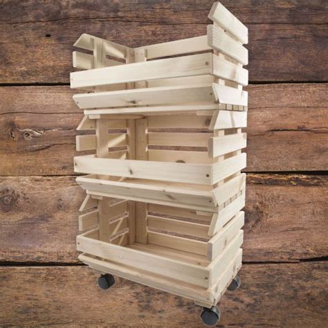 3 Tier Wooden Multi Purpose Unpainted Stackable Storage Crate With