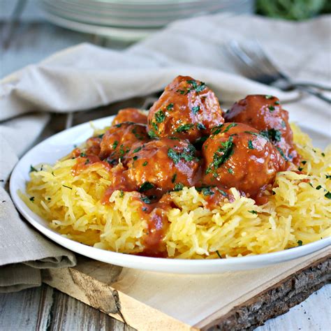 Hungry Couple Spaghetti Squash With Chicken Meatballs