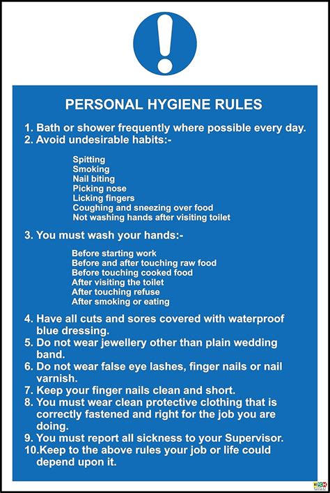 Hygiene Catering Personal Hygiene Rules Safety Signs Self Adhesive