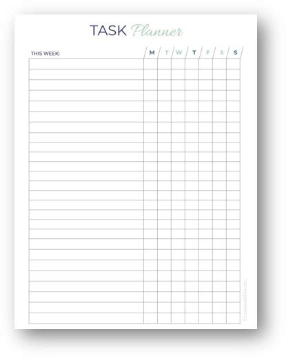 Printable Task Planner Empoweredpas