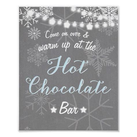 Hot Chocolate Bar Sign Blue Boy Snowflakes Hot Chocolate