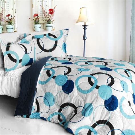 Blue Bubble Quilted Patchwork Down Alternative Comforter