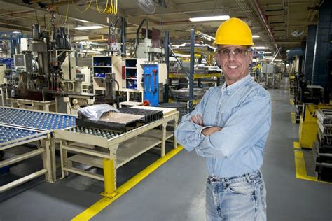 Smiling Industrial Manufacturing Factory Worker Stock Image Image Of