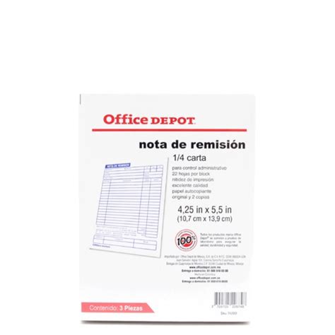 Nota De Remision Office Depot 1 4 Carta 3 Pzs Office Depot Mexico