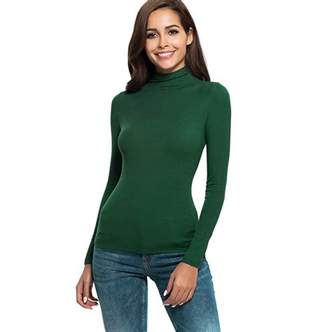 2019 New Blouse Womens Long Sleeve Solid Slim Fit Turtleneck Tee Shirt