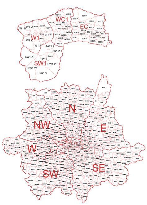 London Postcode Sector District And Area Map In Editable Format