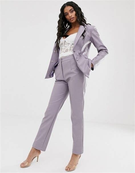 Unique21 Fitted Blazer In Lilac Pu Two Piece Asos Suits For Women
