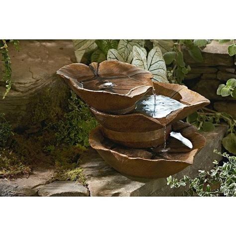 Outdoor Waterfall Fountains 3 Tier Leaves Cascading Pump Garden Water