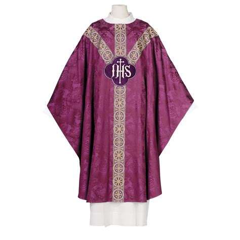 Arte Grosse Style Deerdamask Purple Chasuble - Religious Supply Center