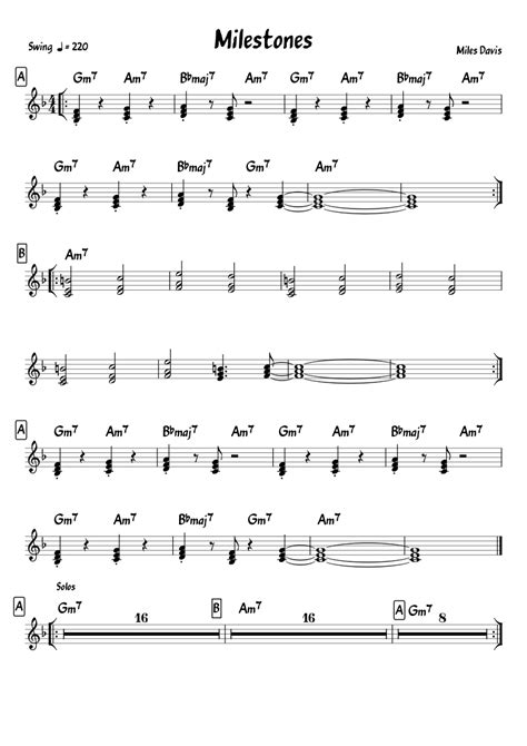 milestones lead sheet sheet music for piano solo easy