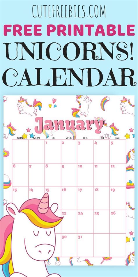 Calender Template Free Unicorn 2021 Calendar Printables Free Templates