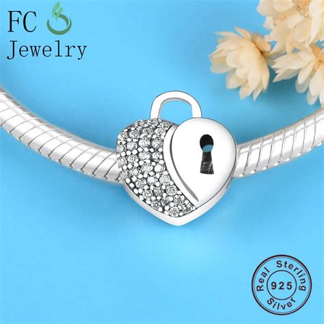 Fit Original Pandora Charms Bracelet European New Lock Of Love Silver CZ Charm Beads For DIY