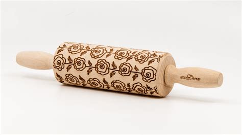 No R278 Roses Strips Pattern Rolling Pin Engraved Rolling Rolling