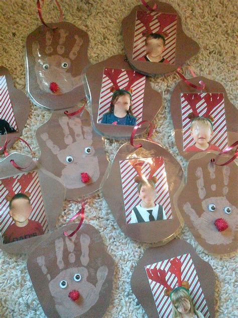 Handprint Ornaments For Parents Double Sided With Childs Reindeer Pic