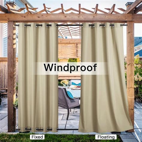 Top And Bottom Grommet Waterproof Outdoor Canvas Curtains For Patio
