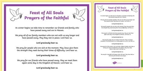 Feast Of All Souls Prayers Of The Faithful Print Out