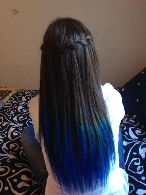 Dark Brown Hair Blue Dip Dye Blue Ombre Hair Dip Dye Hair