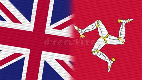 isle of man and united kingdom flags together fabric texture stock illustration illustration