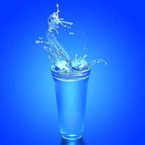 Pure Water In Galss On Blue Stock Illustration Illustration Of