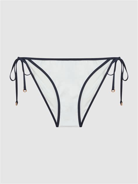 Reiss Rutha Side Tie Contrast Trim Bikini Bottoms Reiss Usa