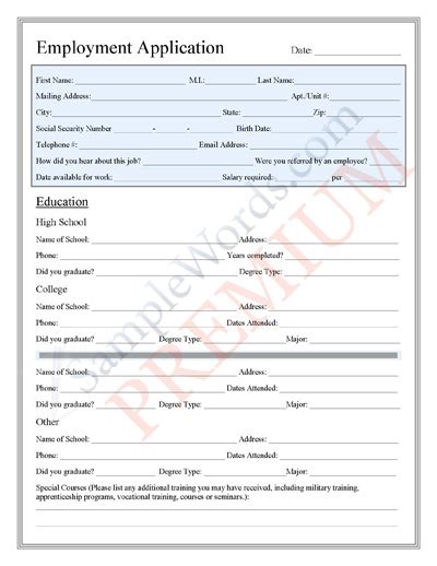 However, this list is not exhaustive. Application Form for Job - Premium