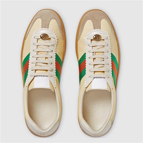 Shop The Leather And Suede Web Sneaker By Gucci Inspired By Retro