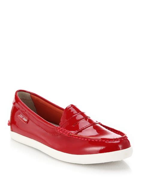 Lyst Cole Haan Pinch Weekend Patent Leather Loafers In Red