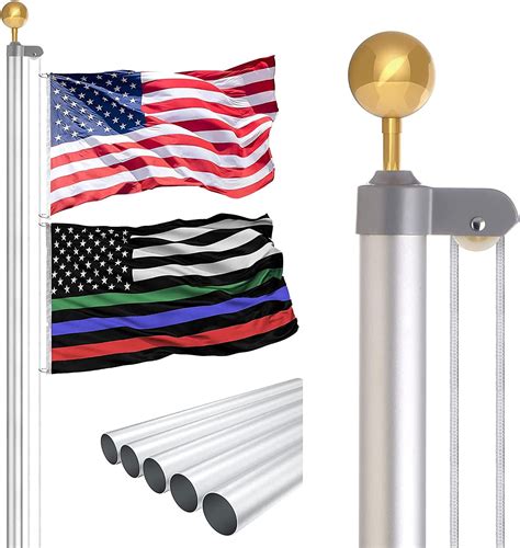 Buy Rufla Ft Black Flag Pole Kit With X American Flag Heavy Duty Aluminum Outdoor In