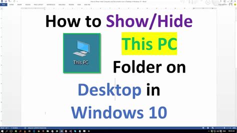 How To Showhide Computer Icon In Desktop In Windows 10 Youtube