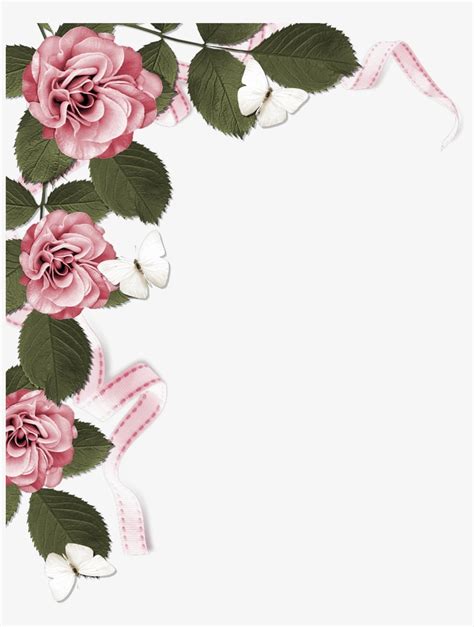 Rose Page Border Dusty Pink Roses Border Free Transparent Png