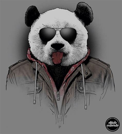 Find the best panda wallpaper on wallpapertag. Эскиз - панда в куртке и очках показывает язык | Рисунки ...