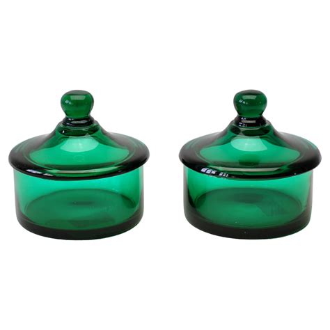 a selection of green glass apothecary jars at 1stdibs
